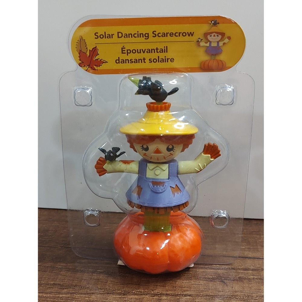Solar Dancing Thanksgiving Autumn Fall Scarecrow Girl Bobble Head Sun Catcher B8